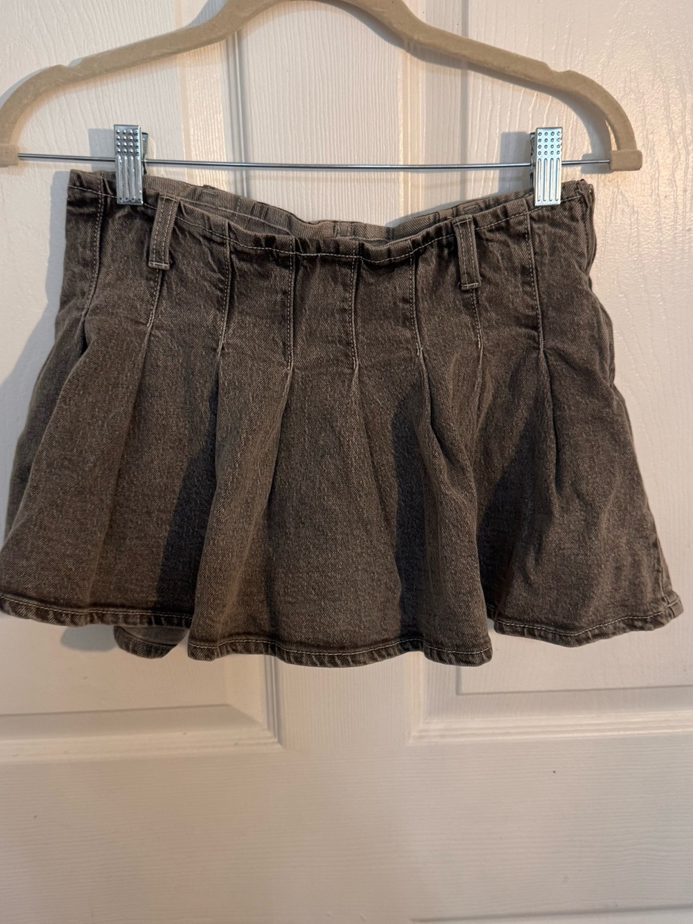 Gray Washed Denim Mini Skirt